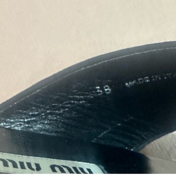 MIU MIU Suede Espadrille Platform Slip on Slides Sandals Black size 8 NEW - Picture 14 of 14